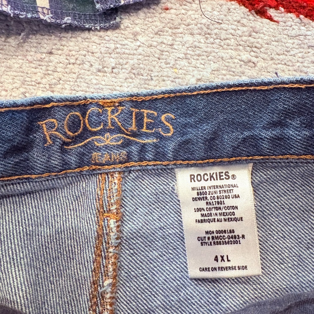 Rockies Light Blue Denim Jeans with Gold Embroidery size 4XL - Picture 4 of 5